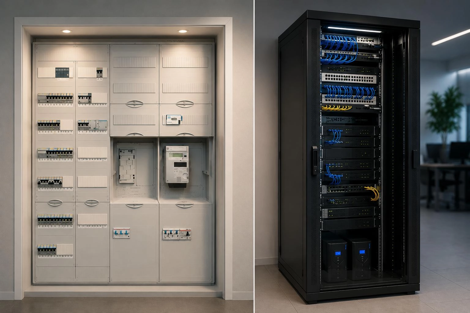 Start 4 Zählerschrank und Netzwerkschrank mit strukturierter Verkabelung
